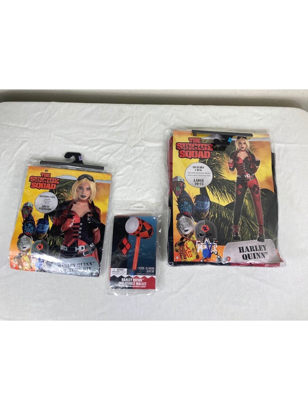 Harley Quinn Costume Large 10-12 w/ Accessories & Mallet